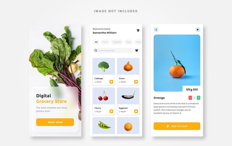 Wektor ui design aplikacja do projektowania artykułów spożywczych