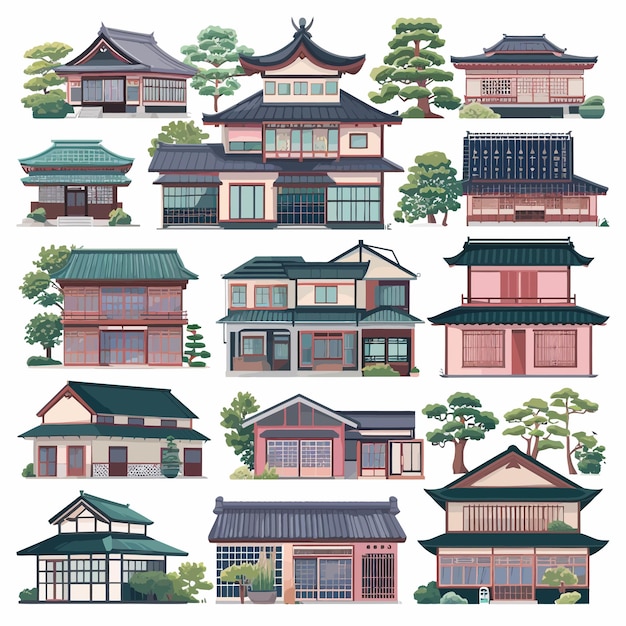 Plik wektorowy ui_set_vector_illustration_of_japanese_house