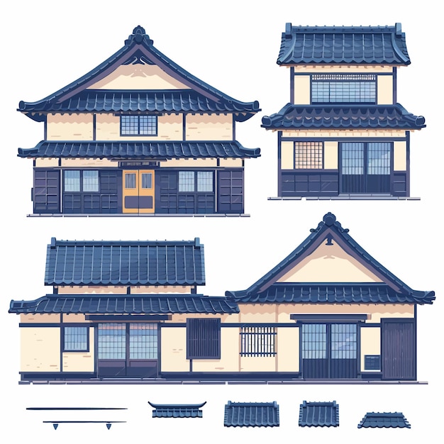 Plik wektorowy ui_set_vector_illustration_of_japanese_house