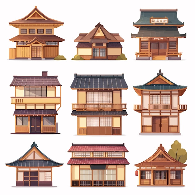 Ui_set_vector_illustration_of_japanese_house