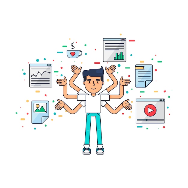UI UX Designer z filiżanką