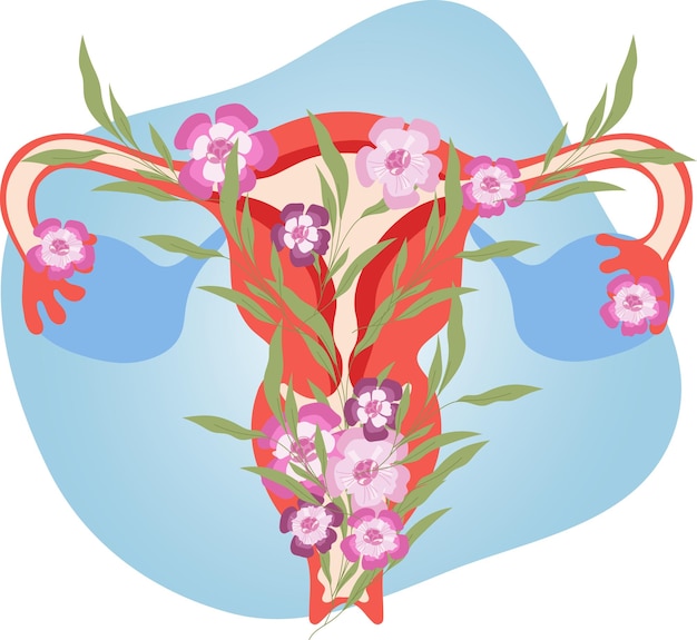 Plik wektorowy układ rozrodczy kobiety z kwiatami na ilustracji wektorowych