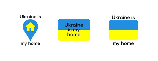 Plik wektorowy ukraina jest moim domem slogan na tle ukraińskiej flagi koncepcja lokalizacji domu zatrzymaj wojnę symbol patriotyzmu koncepcja pokoju na ukrainie płaska konstrukcja