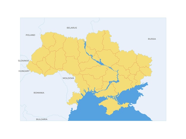 Ukraina Mapa Krajów Europejskich Wektor Szczegółowa Mapa