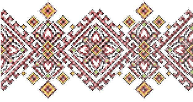 Plik wektorowy ukraiński styl etniczny haft krzyżykowy wzór geometryczny.