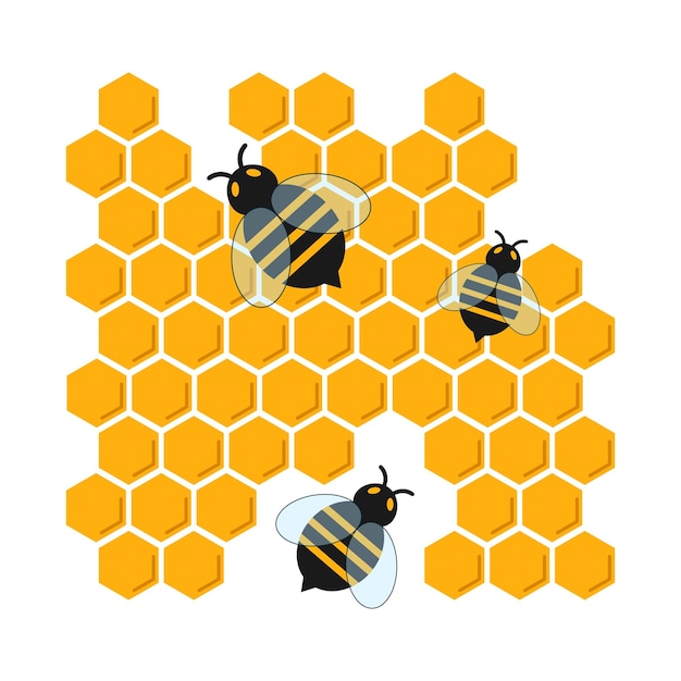 Plik wektorowy ul pszczół z plastrami miodu i pszczołami miodnymi wiosenno-letni projekt transparentu