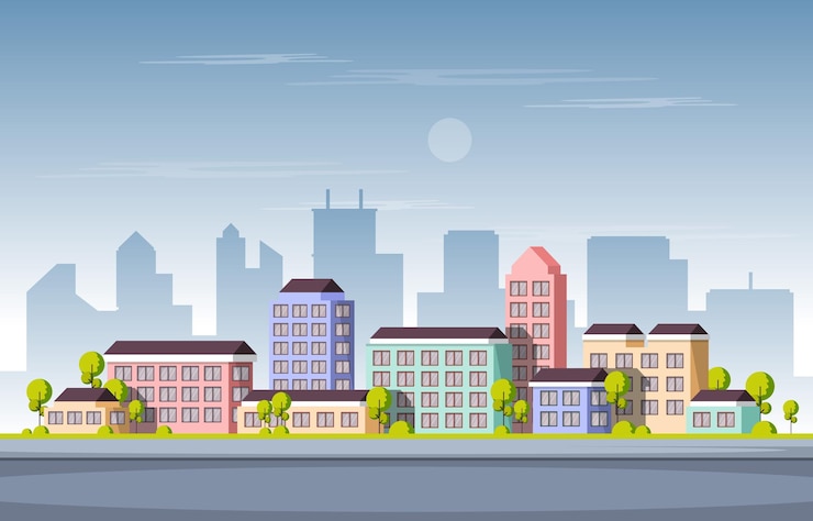 Wektor ulica miasto budowa budynku cityscape skyline biznesowa ilustracja