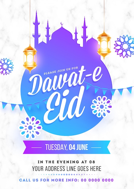 Ulotka Lub Szablon Plakatu Dawat-e Eid