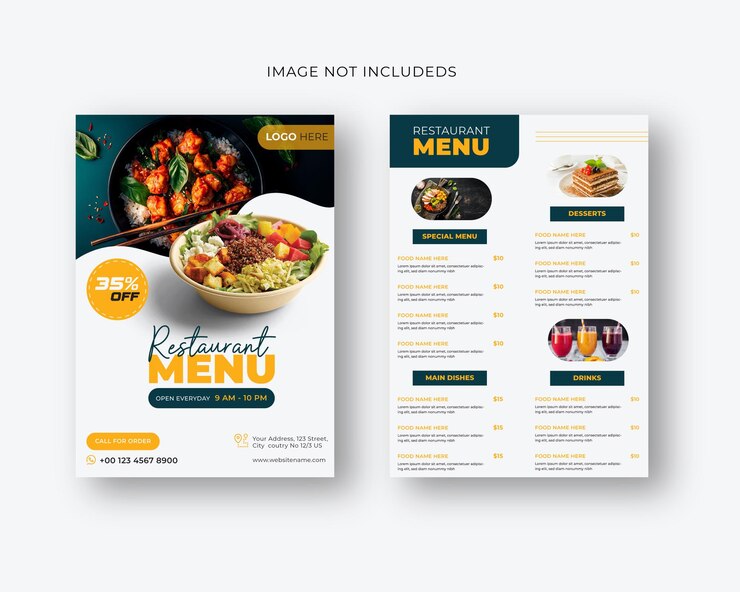 Wektor ulotka menu restauracji