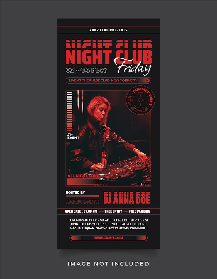 Wektor ulotka na piątkowy klub nocny.