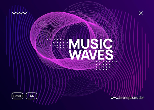 Ulotka z muzyką neonową. Dj tańca elektro. Festiwal dźwięku elektronicznego. Technika