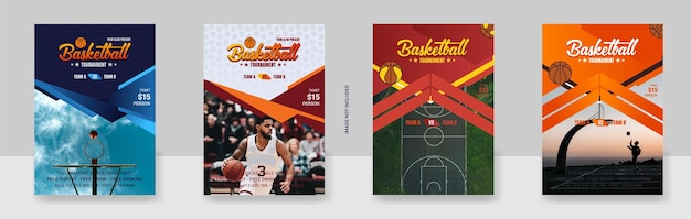 Plik wektorowy ulotka z szablonem ilustracji koszykówki zestaw ilustracja wektorowa szablonu plakatu