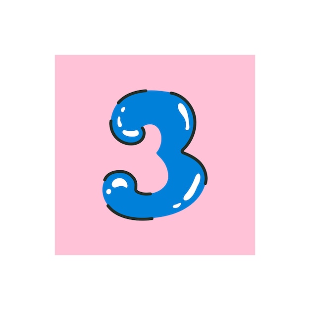 umber Three Number 3 Rysunek czcionki litery alfabetu Numer trzy w postaci nadmuchiwanej bali
