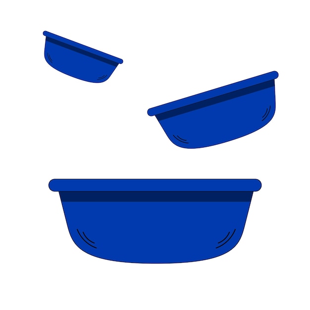Umywalka Z Tworzywa Sztucznego W Różnych Rozmiarach Umywalka łazienkowa Ilustracja Wektora Kolor Niebieski Element Higieny