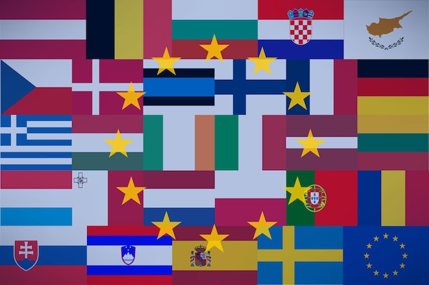 Unia Europejska Flagi UE i członkostwa