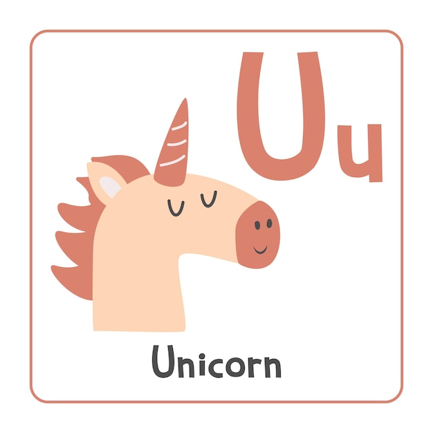 Plik wektorowy unicorn clipart unicorn ilustracja wektorowa w stylu kreskówki zwierzęta zaczynające się od litery u