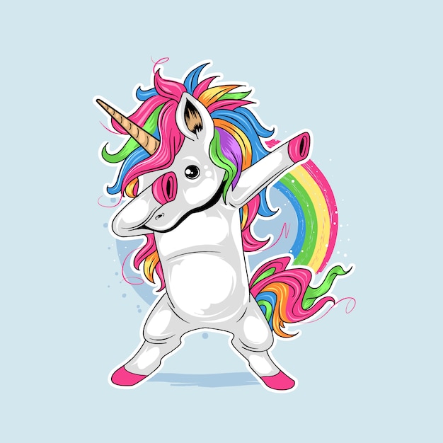 UNICORN CUTE DABBING STYLE DANCE RAINBOW COLORFULL