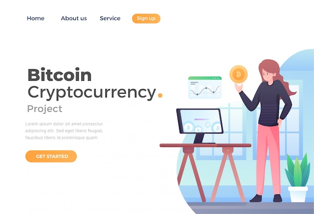 Unikalna nowoczesna koncepcja płaskiej kryptowaluty bitcoinowej dla strony internetowej i witryny mobilnej