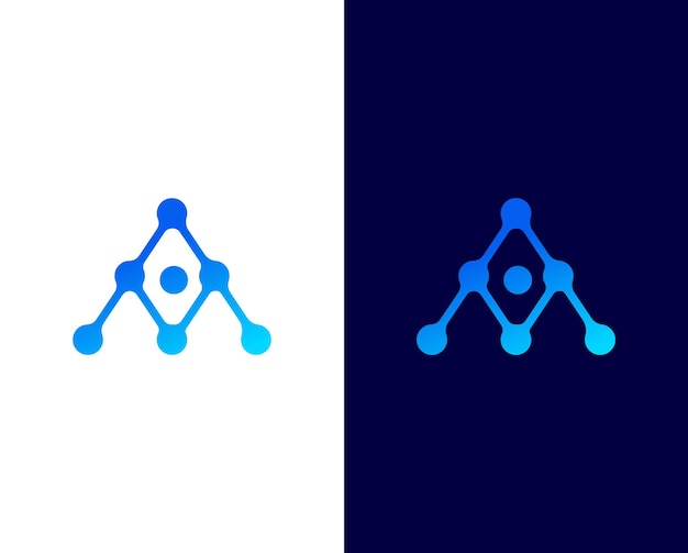 Plik wektorowy unikalny projekt logo technologii literowej i ilustracja koncepcja łącząca kropki