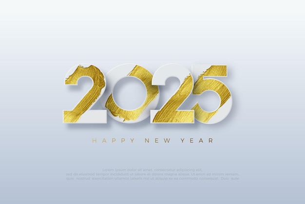 Plik wektorowy unikalny wzór szczęśliwego nowego roku 2025 z ilustracjami pędzlem na każdej liczbie premium wektorowy wzór plakatów bannerów na nowy rok 2025