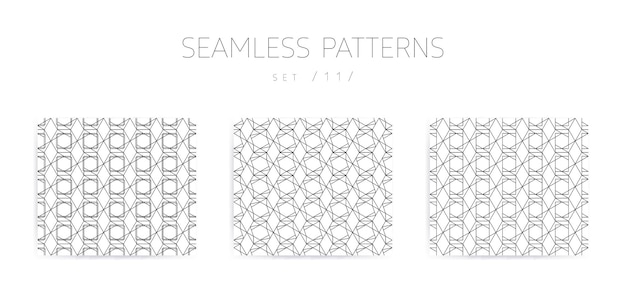 Uniwersalna, Wysokiej Jakości Kolekcja Bezszwowych Wzorów Geometrycznych Z Edytowalną Wagą Pociągnięć, Maską Przycinającą. Streszczenie Czarno-białe Tło Wektor W Stylu Klasycznym