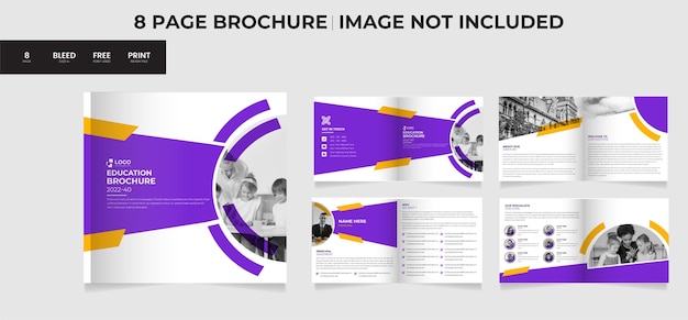 Uniwersalny 8-stronicowy Szablon Broszury Z Nowoczesną Edukacją Kwadratową