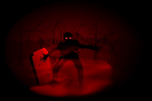 Upiorna ilustracja zombie na cmentarzu