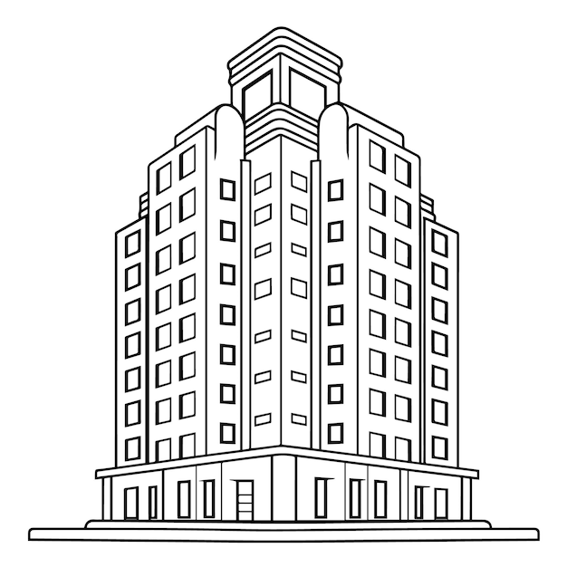 Uproszczona ikona konturów budynku w wektorze wszechstronny dla projektów architektonicznych