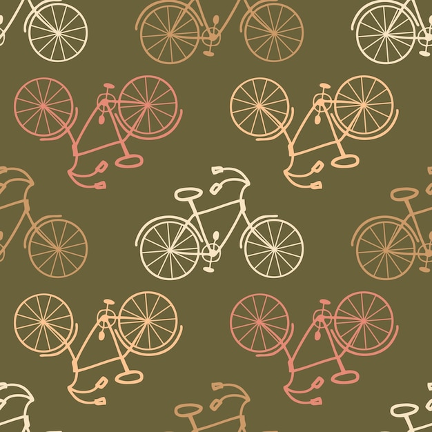 Uproszczony styl szycia bezszwowy wzór z ręcznie narysowanymi rowerami Doskonały druk dla papieru, tekstyliów i tkanin Doodle ilustracja wektorowa
