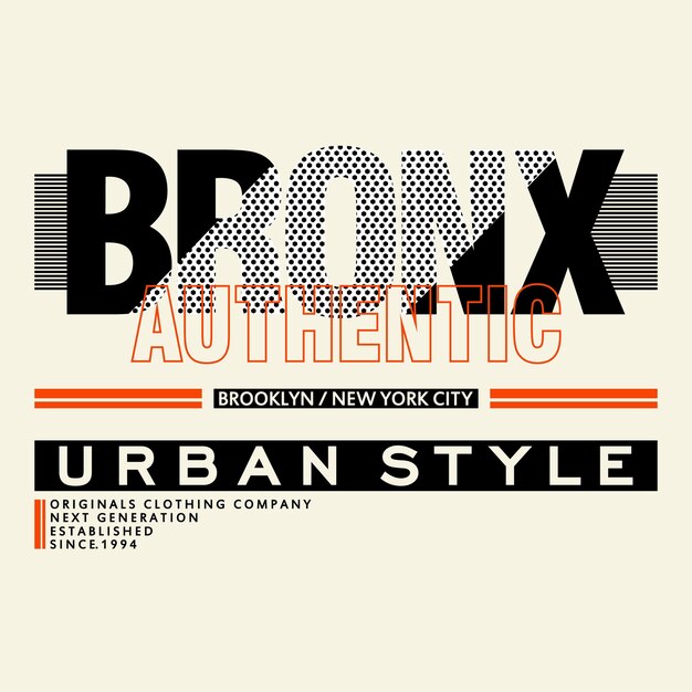 Plik wektorowy urban bronx tee typografia projekt graficzny ilustracja wektor