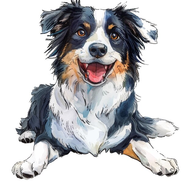 Plik wektorowy urocza ilustracja wektorowa border collie w stylu akwarelu