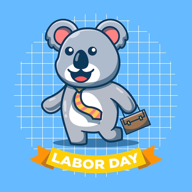 Urocza Koala Idzie Do Pracy Z Motywem święta Pracy