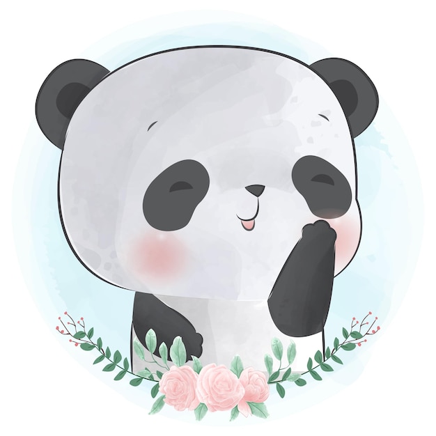 Urocza mała panda ilustracja w stylu akwareli