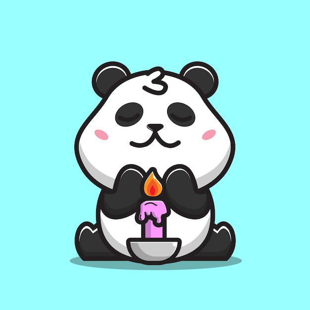Urocza Panda Z Fioletową świeczkąsłodka Panda Z Fioletową świeczką