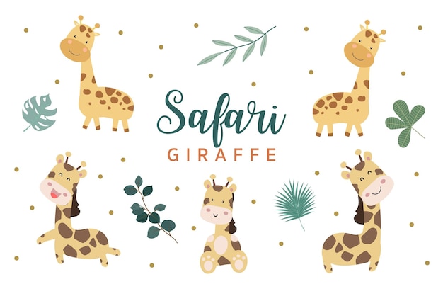 uroczy girafa element obiekt do projektowania safari