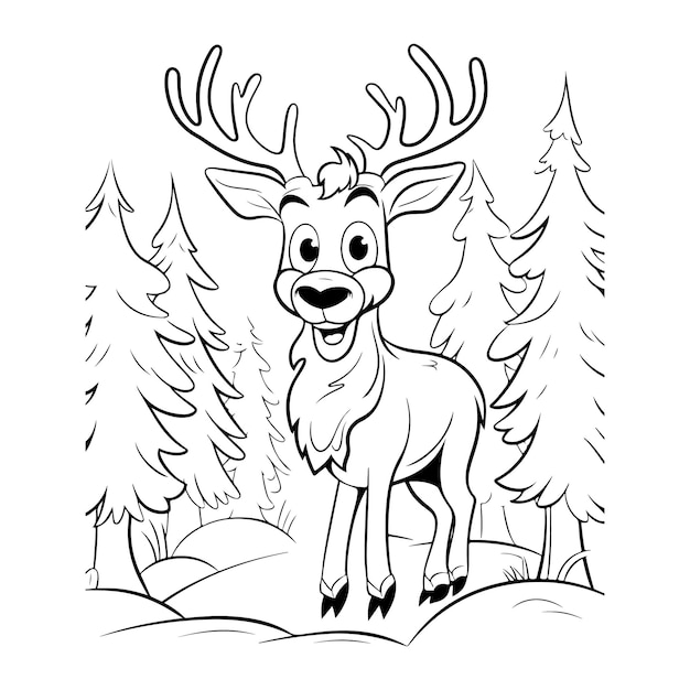 Plik wektorowy uroczy jelenie kolorowanie strona zarys ilustracja postać kreskówki jelenie koloryzacja ilustracji wektorowej