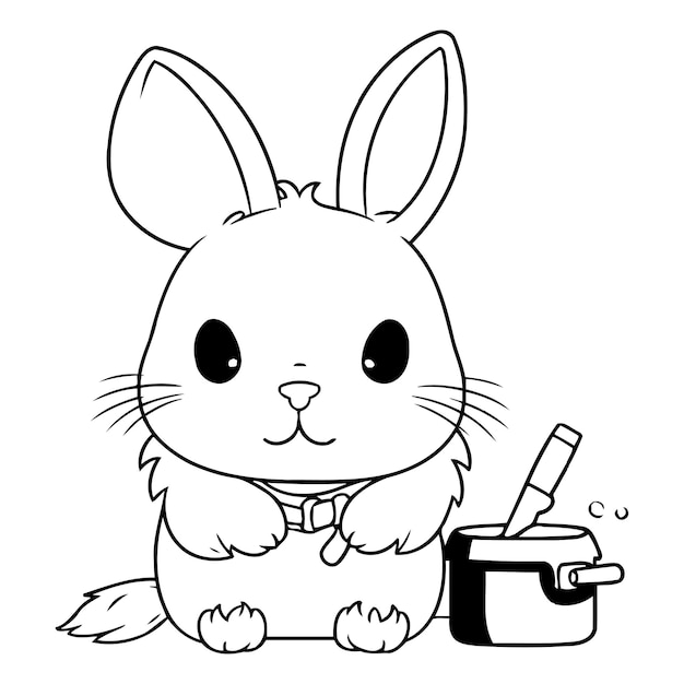 Plik wektorowy uroczy królik z patelnią i garnkiem ilustracja wektorowa projekt graficzny