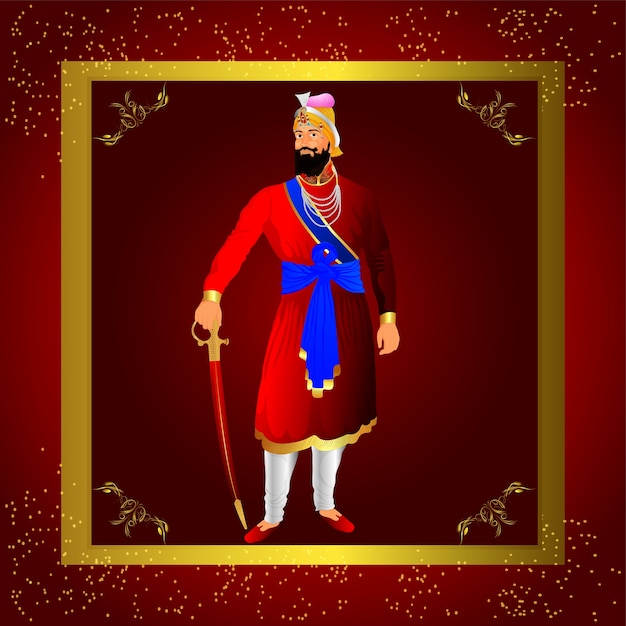 Uroczystość Urodzinowa Guru Gobind Singh Z Kreatywną Ilustracją I Tłem