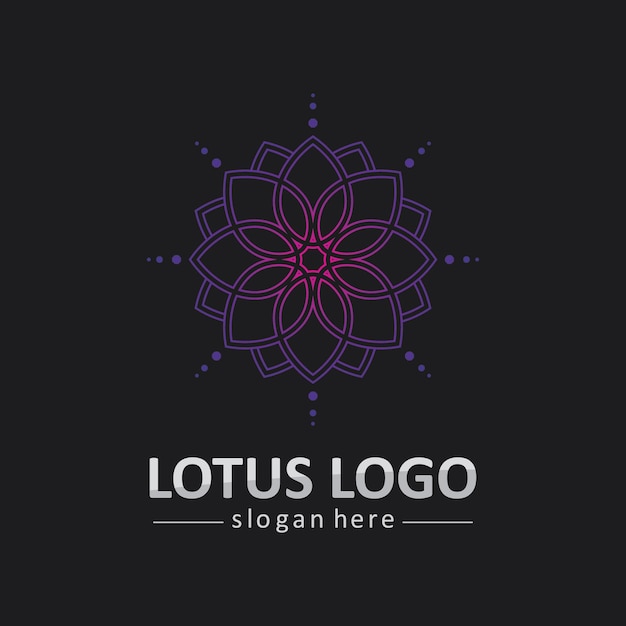 Uroda Wektor Lotosu Kwiaty Projekt Logo Szablon Ikona