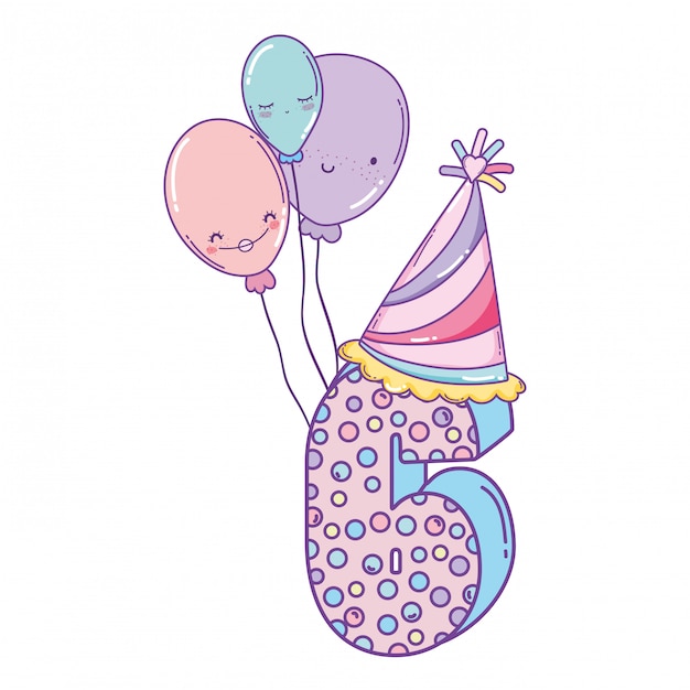 Urodziny Numer Sześć Z Balonów I Kapelusz