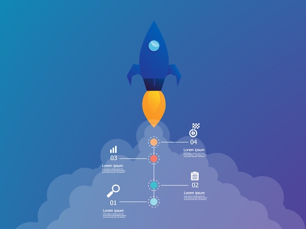 Uruchomienie Rakiety Z Pionowymi Infografikami 4 Kroki