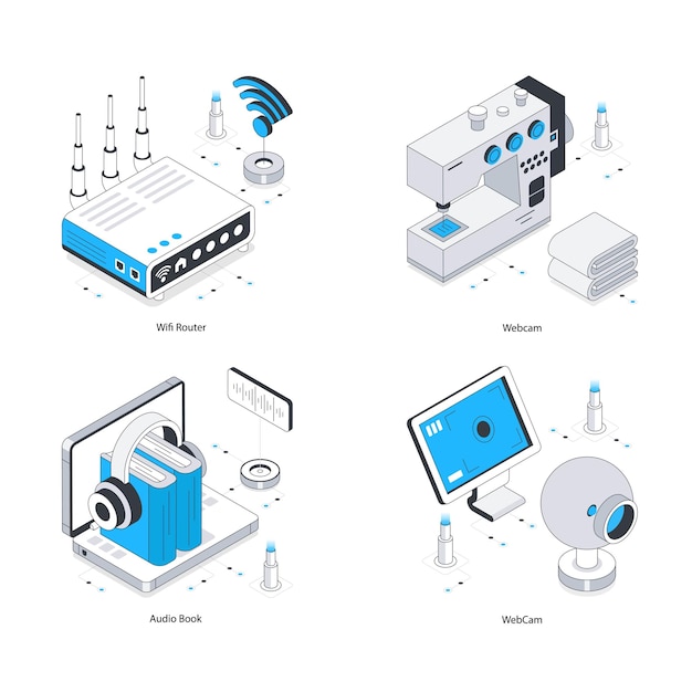 Urządzenia elektroniczne wektorowe ilustracja izometryczna Eps 10 zestaw plików 10