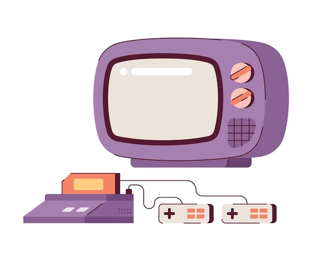 Urządzenia elektryczne do gier wideo półpłaskie kolorowe obiekty wektorowe Gamepad z kijami sterującymi Edytowalna ikona clip art kreskówki na białym tle Prosta ilustracja punktowa do projektowania graficznego stron internetowych