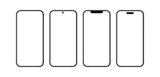 Urządzenia telefonów komórkowych pusty zestaw makiety wyświetlacza Różny styl kolekcji smartfonów komórkowych