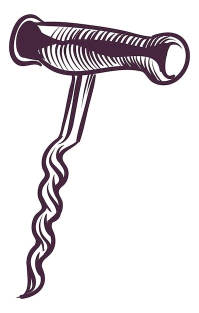 Plik wektorowy urządzenie do ciągnięcia korka ręcznie rysowany szkic korkociągu izolowany na białym tle