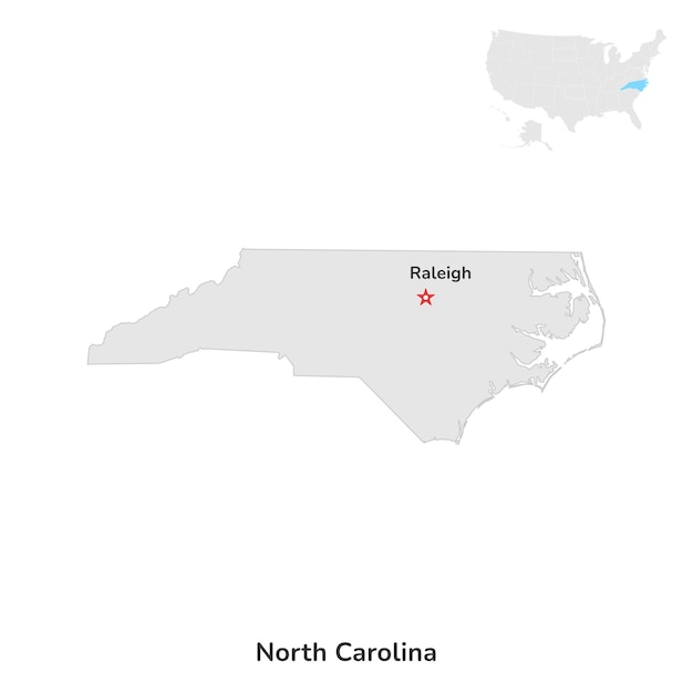 Usa Amerykański Stan Karolina Północna Usa Stan Mapa Hrabstwa Karolina Północna Zarys Na Białym Tle
