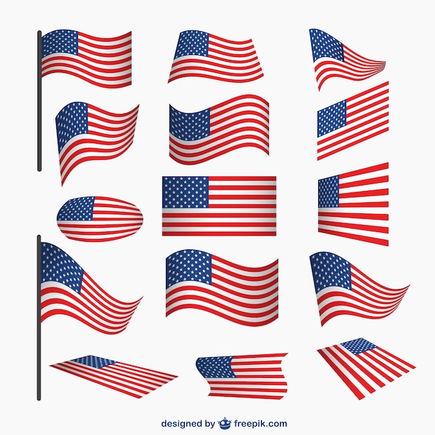 USA flagi wektor zestaw