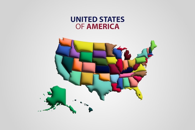USA kolorowy stan mądry nadmuchuje mapę ilustracji 3d