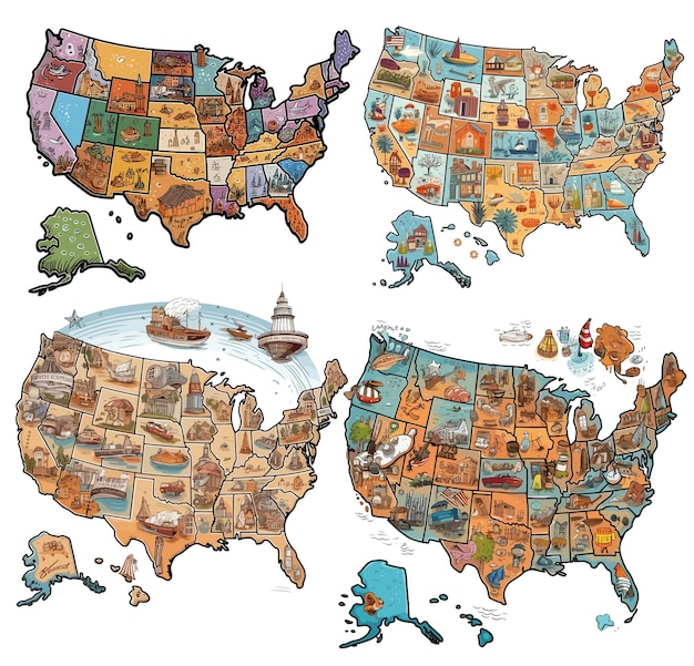 USA mapa wektor scenografia USA mapa plansza scenografia