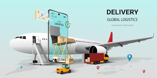 Usługa dostawy online na telefon komórkowy Globalny transport logistycznyLogistyka frachtu lotniczegoZamówienie online